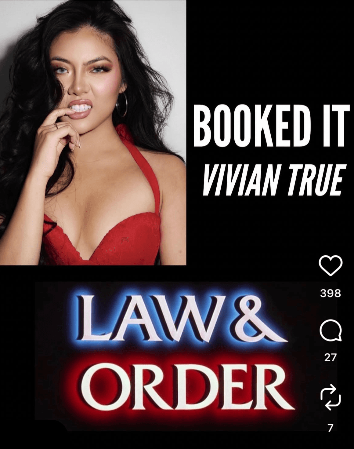 Vivian True announces her Season 26 booking on NBC's Law & Order